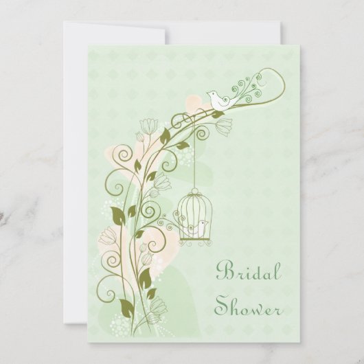 Lovebirds Mint Wedding Brautparty Einladung (Rückseite)