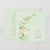 Lovebirds Mint Wedding Einladung (Vorne/Hinten)