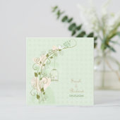 Lovebirds Mint Wedding Einladung (Stehend Vorderseite)