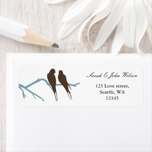 lovebirds mocha wedding ,return address label (Insitu)
