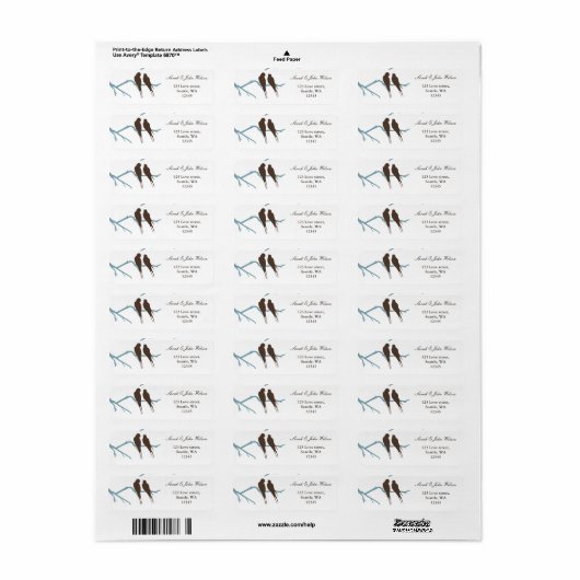lovebirds mocha wedding ,return address label (Vorne)