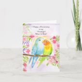 Lovebirds Mom & Dad Happy Anniversary  Karte (Vorderseite)