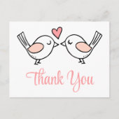 Lovebirds Niedlich Love Birds Pink Wedding Danke Postkarte (Vorderseite)