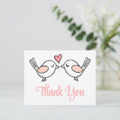 Lovebirds Niedlich Love Birds Pink Wedding Danke Postkarte (Stehend Vorderseite)