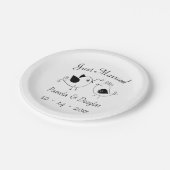 Lovebirds nur Schwarz-weiße Hochzeitvögel verheira Pappteller (Schrägansicht)