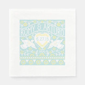 Lovebirds Papel Picado Stil angepasst Napkin Serviette