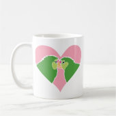 Lovebirds-plappert rosa Herz-Grün Clipart nach Kaffeetasse (Links)