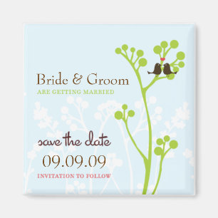 Lovebirds (Pulver blau) Save the Date Magnet