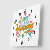 Lovebirds Quadratische Wanduhr (Winkel)