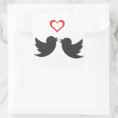 LOVEBIRDS QUADRATISCHER AUFKLEBER (Tasche)
