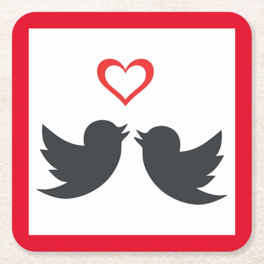 LOVEBIRDS RECHTECKIGER PAPPUNTERSETZER (Vorderseite)