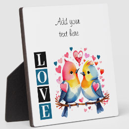 Lovebirds romantic custom text valentine blue fotoplatte