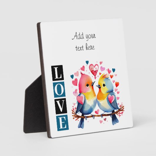 Lovebirds romantic custom text valentine blue fotoplatte (Vorderseite)