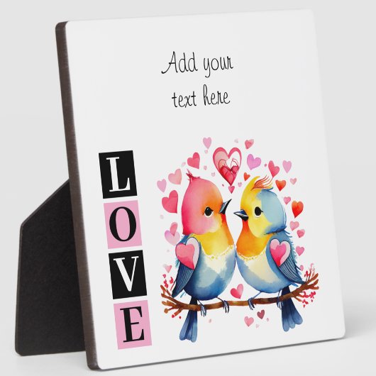 Lovebirds romantic custom text valentine pink fotoplatte