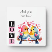 Lovebirds romantic custom text valentine pink fotoplatte (Vorderseite)