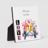 Lovebirds romantic custom text valentine pink fotoplatte (Vorderseite)