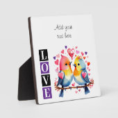 Lovebirds romantic custom text valentine purple fotoplatte (Vorderseite)
