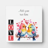 Lovebirds romantic custom text valentine red fotoplatte (Vorderseite)