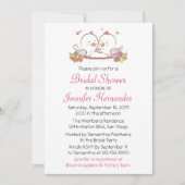 Lovebirds Rosa Fuchsia Bridal Dusche Einladung (Vorderseite)