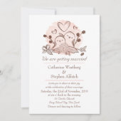 Lovebirds Rosa und Braun Einladung zur Hochzeit (Vorderseite)