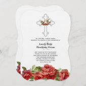 Lovebirds Rote Rosen Christlich Hochzeit Einladung (Vorne/Hinten)