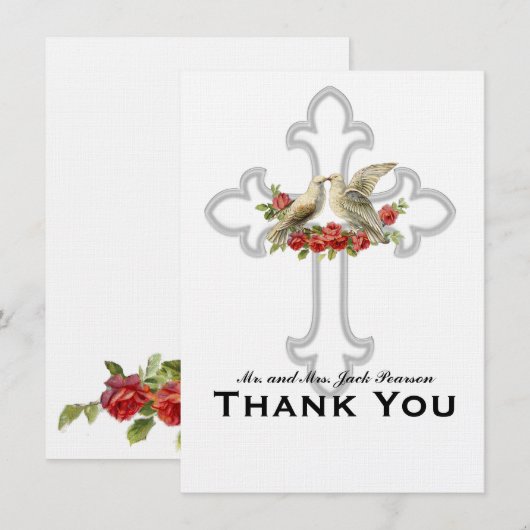 Lovebirds Rote Rosen Personalisiert Danke (Vorne/Hinten)