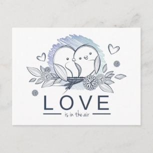Lovebirds Save the Date Lila Hochzeit Ankündigungspostkarte