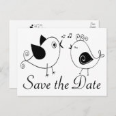 Lovebirds Schwarz-weiße Hochzeit speichern das Dat Postkarte (Vorne/Hinten)