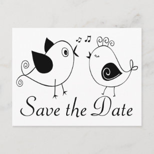 Lovebirds Schwarz-weiße Hochzeit speichern das Dat Postkarte