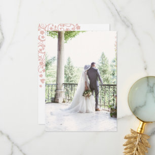 Lovebirds Secret Garden Blush Foto Hochzeit Dankeskarte