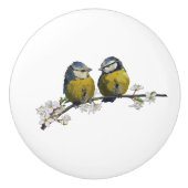 Lovebirds sitzen auf einem Kirschblütenzweig weiß Keramikknauf (Vorderseite)