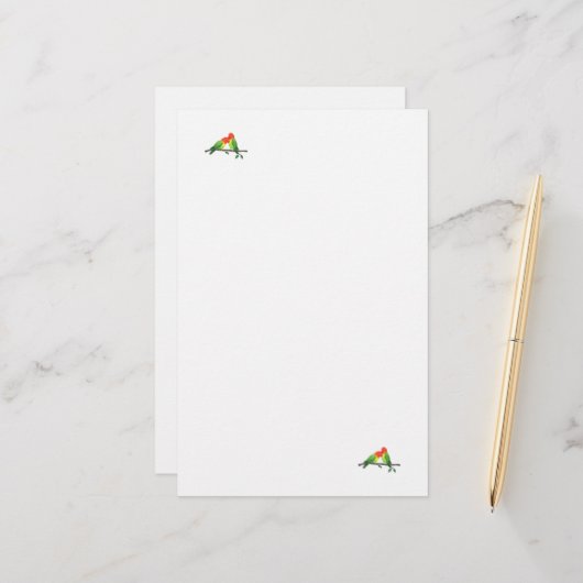 Lovebirds Stationery Briefpapier (Vorderseite/Rückseite Beispiel)