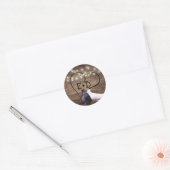 Lovebirds & String Lights Monogram Rustic Wedding Runder Aufkleber (Umschlag)