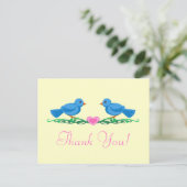 Lovebirds Thankyou Note Postkarten (Stehend Vorderseite)