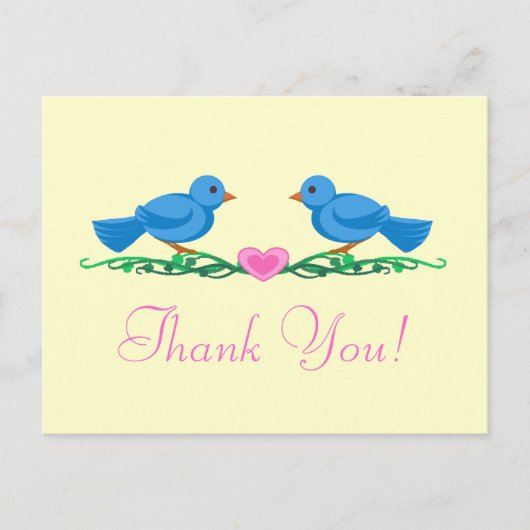 Lovebirds Thankyou Note Postkarten (Vorderseite)