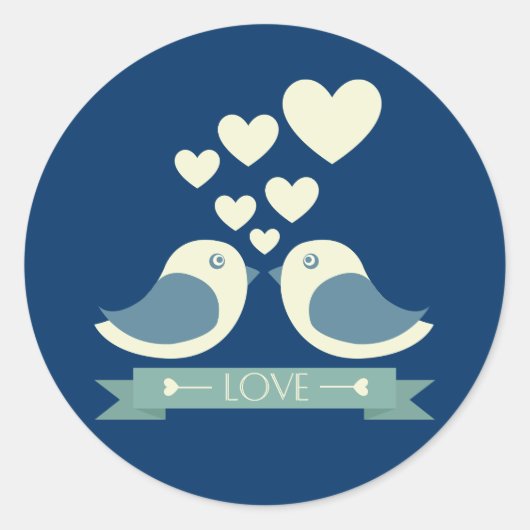 Lovebirds und Hearts Blue Liebe Aufkleber / Siegel (Vorderseite)