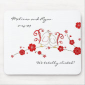 Lovebirds und Kirschblüten Mousepad (Vorne)