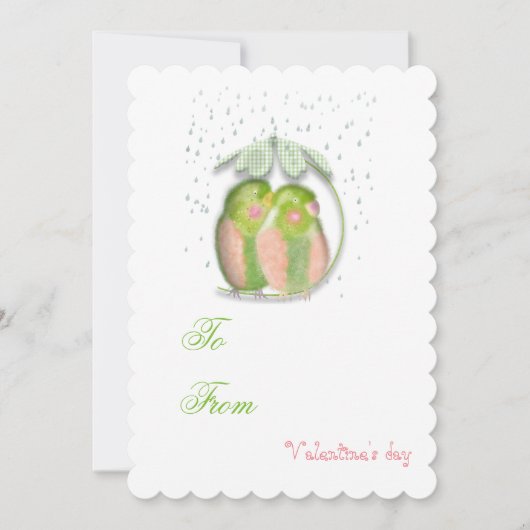 Lovebirds Valentins Einladung zur Liebe. (Vorderseite)