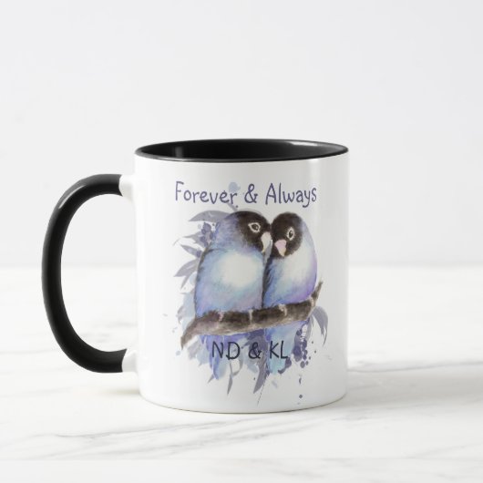 Lovebirds Wedding Verlobung Couple Monogram Tasse (Links)