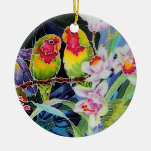 Lovebirds Weihnachtsbaum Keramikornament (Vorne)