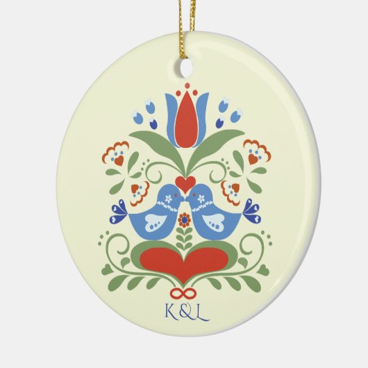 Lovebirts und Blüten Keramik Ornament (Links)