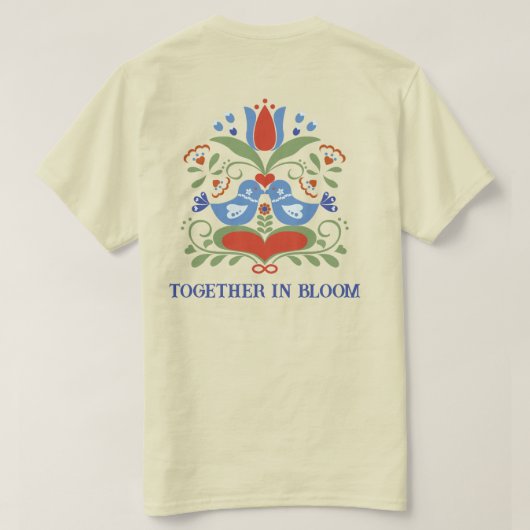 Lovebirts und Blüten T-Shirt (Design Rückseite)