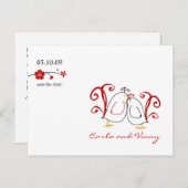 Lovebirts und Kirschblüten Save the Date Karte (Vorne/Hinten)