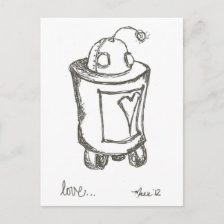 Lovebot Robot Liebe Postcard Postkarte