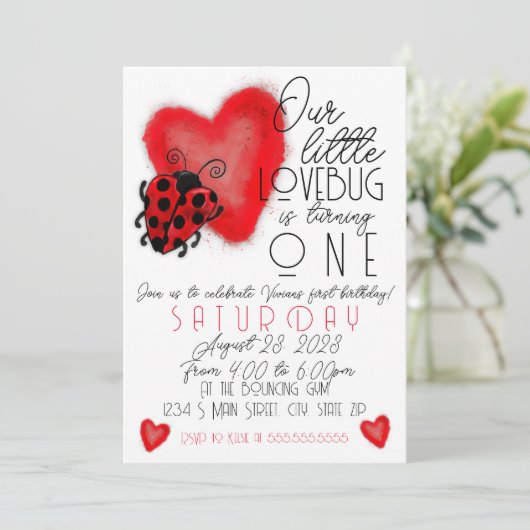 Lovebug Einladung (Stehend Vorderseite)