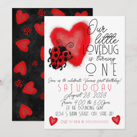 Lovebug Einladung (Vorne/Hinten)
