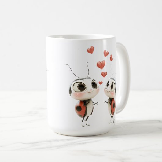 💕 Lovebug Ladybug Tasse - Niedlich & gemütlich! (VorderseiteRechts)