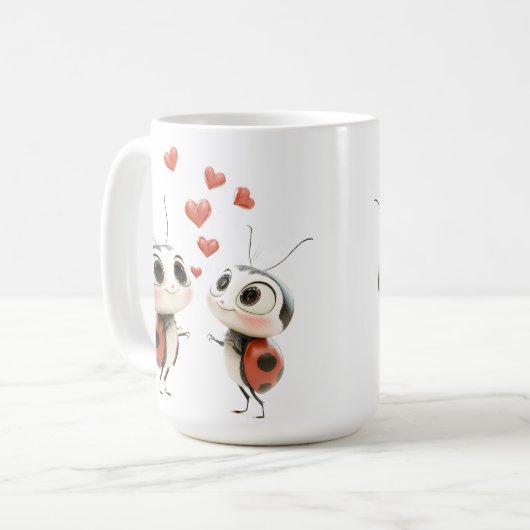 💕 Lovebug Ladybug Tasse - Niedlich & gemütlich! (Vorderseite Links)