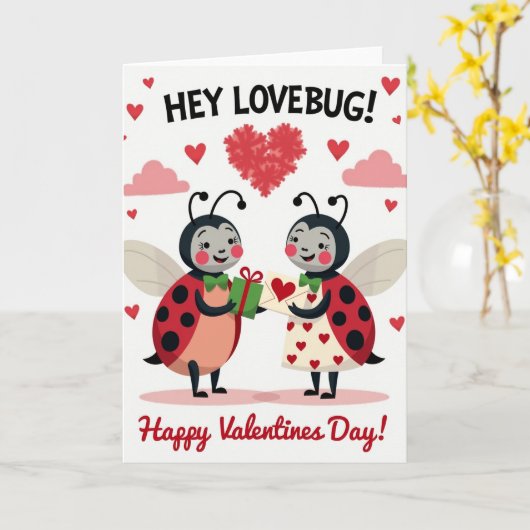 Lovebug Valentines Day Card Karte (Gelbe Blume)