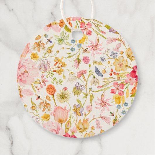 Lovebug Vintage Wildblume Kinderdusche Geschenkanhänger (Rückseite)